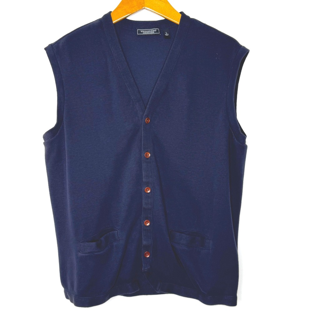Williams & Kent Cotton Button Front Sweater‎ Vest Mens Large